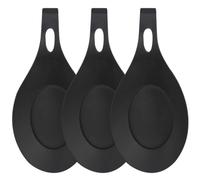NUSITOU Repose-cuillère Résistant Chaleur Noir 3 Pièces en Silicone Support Robuste pour Ustensiles Cuisine, pour Décoration de Table à Manger
