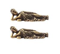 NUSITOU Statues Décoratives Bouddha Couché en Laiton Doré 2pcs, Sculpture Miniature Portable pour Décoration Intérieure Salon ou Cheminée