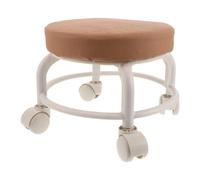 NUSITOU Tabouret Roulant Robuste Marron en PU avec Siège Rond Pivotant à 360° pour Salon de Beauté ou Bureau à Domicile, Style Moderne et Confortable