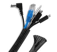 Nutabevr Gaine de câble flexible de 13 mm à fermeture automatique - 3 m - Noir - À découper - Gaine de câble tissée - Gaine de câbles pour sol, bureau, TV, bureau, ordinateur, home cinéma automobile