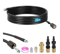 NUTKIT 10M Kit Deboucheur Haute Pression, Tuyau de Nettoyage Haute Pression | Kit de Tuyau de Nettoyage de Canalisation avec 2 Buses et 3 Adaptateurs,180Bar 60C°,Compatible avec Karcher K2-K7,Lavor,Bosch