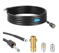 NUTKIT 10M Kit Deboucheur Haute Pression, Tuyau de Nettoyage Haute Pression | Kit de Tuyau de Nettoyage De Canalisation avec 2 Buses et 1 Adaptateur,180Bar 60C°,Compatible avec Karcher K2/K3/K4/K5/K6/K7