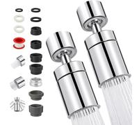 NUTKIT 2 PCS Aérateur de Robinet, 360° Pivotant Embout Robinet Cuisine | 2 Modes Mousseur Robinet Économie d'Eau avec Adaptateurs Femelle/Mâle de 20mm,22mm et 24mm,pour Cuisine,Salle de Bain(Argent)