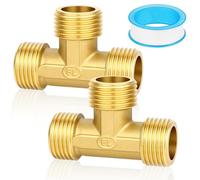 NUTKIT 2 PCS Té Laiton égal, 1/2" Té Laiton à Visser Triple Mâle | Triple Mâle Raccord Plomberie pour Eau Chaude/Froide, pour Eau Potable, Tuyaux