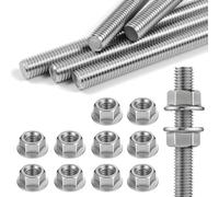 NUTKIT 5 PCS Tige Filetée M8, Tiges Filetées M8 x 200mm en Acier Inoxydable | Filetage Métrique, Tiges Filetées Entièrement avec Écrou à Embase Hexagonale, pour Industrie Construction, Montage de Meubles