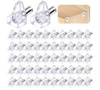 NUTKIT 50 PCS Supports d'étagères en Plastique Transparent | Taquet Etagere Plastique Transparent avec Tige en Acier, Support Etagere pour Meubles de Cuisine, Bibliothèque, Armoire