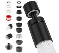 NUTKIT Aérateur de Robinet, 360° Pivotant Embout Robinet Cuisine | 2 Modes Mousseur Robinet Économie d'Eau avec Adaptateurs Femelle/Mâle de 20mm,22mm et 24mm,pour Cuisine, Salle de Bain (Noir)