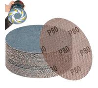 NUTKIT Disque Abrasif Maille 125 mm Grain 80, 30 Pièces Abrasif Rond Bleu | Papier à Poncer en Filet Céramique, Auto-agrippant, pour le Ponçage et le Polissage des Mur, Meubles, Bois et Automobiles