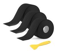 NUTKIT Joint Salle de Bain, 3.8cmx3.2m Rouleau Joint Adhesif Salle de Bain | Bande Etancheite Autocollante, Caulk Tape avec Pelle, pour Baignoire, salle de bain, Cuisine, Calfeutrage(Noir,3 PCS)