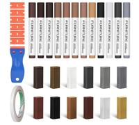 NUTKIT Kit de Réparation pour Stratifié, Kit De Réparation De Cire Dure | avec 12 Feutre Retouche Bois, Grattoir et 6 Lames, pour Meubles en Vinyle, Parquet, Rayures, Fissures, Trous(12 Couleurs)