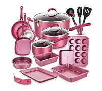 NutriChef Batterie de Cuisine Induction 20 Pièces Antiadhésive - Sans PTFE PFOA PFOS Compatible Gaz Vitrocéramique Four 260 °C Casseroles Poêles Marmite Moules Couvercles