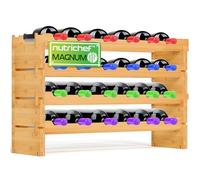NutriChef Casier à Bouteilles Magnum en Bambou 24 Bouteilles - Range Bouteille Vin Modulaire 4 Niveaux Empilable, Porte Bouteille et Rangement pour Cave à Vin, Cuisine ou Bar