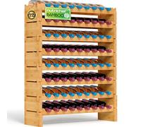 NutriChef Casier à Vin en Bambou 72 Bouteilles - Étagère Empilable 8 Niveaux Autoportante, Rangement Modulaire pour Cave et Cuisine, 85 x 25,4 x 105 cm