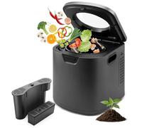 NutriChef composteur électrique de Cuisine 3,8 L - Composteur Intelligent de comptoir avec 2 filtres à Charbon Anti-odeurs, 3 Modes automatiques, Usage intérieur, Noir