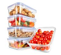 Nutrichef Contenants de Stockage Alimentaire en Verre 10 Pièces - Contenants Empilables Premium en Verre pour Préparation de Repas, Nouveaux Couvercles Étanches avec Trou d'Air