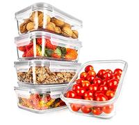 Nutrichef Contenants de Stockage Alimentaire en Verre 10 Pièces - Contenants Empilables Premium en Verre pour Préparation de Repas, Nouveaux Couvercles Étanches avec Trou d'Air