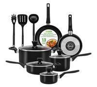 Nutrichef Ensemble de Batterie de Cuisine Antiadhésive, Ensemble d’ Ustensils de Cuisine, Avec Casserole a Sauce, Poêles, Marmites,Casserole, Couvercles, Louche, Fourchette, Passoire