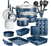 Nutrichef Ensemble de Batterie de Cuisine et de Pâtisserie, Ustensiles de Cuisine et Poêles Antiadhésifs, Adapté pour les Cuisinières à Gaz, Électriques, Induction, Poignées Cool-Touch, 20 Pièces