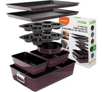 Lot de 8 moules à gâteaux NutriChef - Lot de moules antiadhésifs empilables - Résistants au four jusqu'à 232 °C - Moule à gâteau rond, moule à cake, moules à muffins et moules à pâtisserie