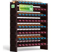 NutriChef Étagère à Vin Empilable en Bambou, 8 Niveaux, 72 Bouteilles, Étagère Autonome, Montage sans Outil, Étagère Modulaire pour Cuisine & Cave, 85 cm x 25 cm x 107 cm, Noir