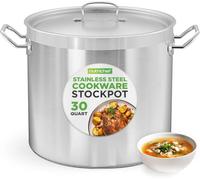 NutriChef Faitout en acier inoxydable 28,4 l pour induction - Marmite à soupe avec couvercle - Qualité professionnelle pour la restauration et la préparation des repas - Résistant à la chaleur jusqu'à