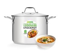 NutriChef Grande marmite en acier inoxydable avec couvercle - Grande marmite à soupe, casserole lourde avec couvercle en verre - Faitout à induction - Faitout à finition miroir - Casserole profonde de