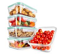 Nutrichef Lot de 10 boîtes alimentaires en verre empilables de qualité supérieure avec couvercle verrouillable anti-fuite et trou d'aération, passe au congélateur au four (vert)