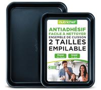 Nutrichef Lot de 2 Plaques à Four Antiadhésives - 38x28 cm et 33x23 cm - Plaques Pâtisserie Acier Carbone avec Revêtement Non Toxique - Résistantes au Lave-Vaisselle et à Haute Température