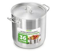 Nutrichef Marmite en Acier Inoxydable - 36 L - Marmite Induction avec Couvercle et Poignées Rivetées Solides, Distribution Uniforme de la Chaleur, Compatible avec la Plupart des Plaques de Cuisson