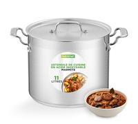 NutriChef Marmite en Acier Inoxydable de 11 L - Grande Marmite en Acier Inoxydable de Qualité Alimentaire 18/8 pour Ragoût, Mijoté, Soupe, Comprend un Couvercle, Lavable au Lave-vaisselle