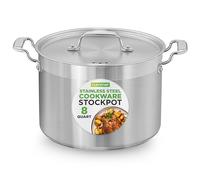 NutriChef Marmite en Acier Inoxydable de 7 L - Marmite Grande Capacité 18/8 pour Soupe, Bouillons, Mijoté, avec Couvercle en Acier Inoxydable, Compatible Tous Types de Cuisinières, Lave-Vaisselle