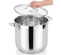 NutriChef Marmite- Faitout Inox de 18 Litres - 18-8 Qualité Alimentaire Résistant Tous Feux- Faitout-Grande Marmite avec Couvercle Transparent, Compatible Lave-Vaisselle