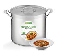 NutriChef Marmite Inox 18 L avec Couvercle - Faitout Acier Inoxydable 18/8 - Marmite Grande Capacité à Soupe et Bouillon - Compatible Tous Feux dont Induction, Blanc