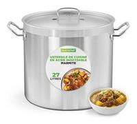 NutriChef Marmite Inox 30 QT (27 L) avec Couvercle - Faitout Acier Inoxydable 18/8 Grande Capacité - Marmite à Soupe Tous Feux dont Induction