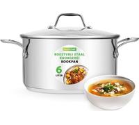 NutriChef Marmite - Marmite à induction en acier inoxydable - Marmite à soupe/à ragoût - Marmite avec couvercle transparent - Lavable au lave-vaisselle - 6 litres