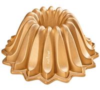 Nutrichef Moule à Savarin 23 cm - Moule Bundt en Aluminium Épais avec Revêtement Antiadhésif pour Gâteaux Couronne, Cuisson Uniforme, Démoulage Facile, Doré