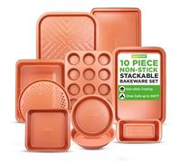 NutriChef Moules à Pâtisserie - Set de 10 Ustensiles Antiadhésif en Acier au Carbone - Inclus Plaques à Biscuits - Moules à Pain, Cupcakes, Rôtir - Plaques Perforées pour Grille - Faciles à Nettoyer