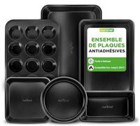 Nutrichef Moules à Pâtisserie - Set de 6 Plats Antiadhésif en Acier au Carbone - Comprend des Plaques à Biscuits - Moule à Muffins, Cake, Gâteau - Plat à Rôtir - Compatible Lave Vaisselle