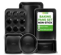 Nutrichef Moules à Pâtisserie - Set de 6 Plats Antiadhésif en Acier au Carbone - Comprend des Plaques à Biscuits - Moule à Muffins, Cake, Gâteau - Plat à Rôtir - Compatible Lave Vaisselle