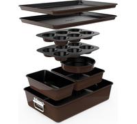 NutriChef Moules à pâtisserie - Set de 8 moules à pâtisserie empilables et antiadhésifs - Moule à gâteau rond, moule à muffin, moule à plaque, lavable au lave-vaisselle