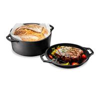 Nutrichef Multi-Cuiseur en Fonte-Cocotte Fonte-Marmite Induction- Casserole Double Pré-Assaisonnée Antiadhésive avec Couvercle et Poignée -Marmite-Ustensiles de Cuisson pour Four, Cuisinière et Gril