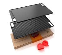 Nutrichef Plaque à Griller Réversible en Fonte - Plancha pour Induction, Gaz, Électrique - Plaque Lisse et Gril Antiadhésive | Poêle Gril pour Barbecue, Teppanyaki, Cuisson Intérieure & Extérieure