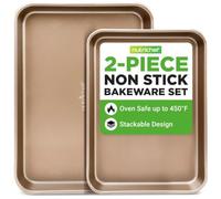 NutriChef Plaque de cuisson à Four, Lot de 2, Plaque à Pâtisserie Antiadhésif avec bordures renforcées, Plateau de Four de Qualité Professionnelle de taille grande et moyenne, Taille unique