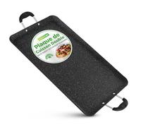 NutriChef Plaque de Cuisson Double Brûleur Antiadhésive - Compatible Lave-Vaisselle, Poignées en Bakélite Résistantes à la Chaleur, Répartition Uniforme de la Chaleur, Sans PFOA