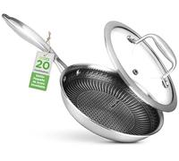 NutriChef Poêle à induction, Poêle en acier inoxydable sans revêtement - Stainless Steel Pan - Poêle à frire à induction 20,3cm anti-adhésive et anti-rayures