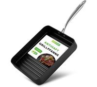 NutriChef Poêle à griller, 28cm- Poêle à griller à induction, Poêle carrée, Poêle en fonte, Grill Pan- Antiadhésif, Poêle à frire