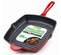 NutriChef Poêle à griller, 30x43cm- Poêle en fonte à induction, Cast Iron Pan-angulaire & anti-adhésive, Poêle à steak- avec nez de goutte, Grille robuste