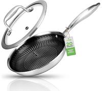NutriChef Poêle à induction, Poêle en acier inoxydable sans revêtement - Stainless Steel Pan - Poêle à frire à induction 20,3cm anti-adhésive et anti-rayures