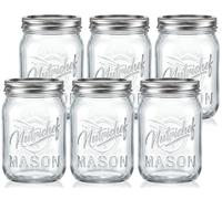 Nutrichef Pots Mason avec Couvercles - Pots DIY de 16 Oz avec Couvercles Hermétiques et Banderoles - Idéal pour la Préparation de Repas, Flocons d'Avoine, Confiture, Miel, Bougies, Bricolage
