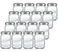 Nutrichef Pots Mason avec Couvercles - Pots DIY de 16 Oz avec Couvercles Hermétiques et Banderoles - Idéal pour la Préparation de Repas, Flocons d'Avoine, Confiture, Miel, Bougies, Bricolage